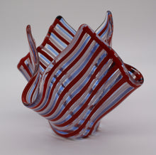 Load image into Gallery viewer, Red, Blue and white Stripped Handkerchief Vase