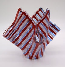 Load image into Gallery viewer, Red, Blue and white Stripped Handkerchief Vase