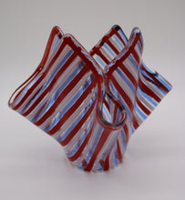 Load image into Gallery viewer, Red, Blue and white Stripped Handkerchief Vase