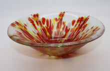 Load image into Gallery viewer, Round Red, Yellow and Purple Frit Stretching Bowl