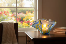 Load image into Gallery viewer, Blue and Yellow Stringer Flower Vase