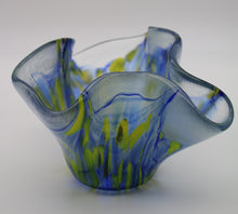 Load image into Gallery viewer, Blue and Yellow Stringer Flower Vase