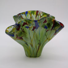 Load image into Gallery viewer, Flower garden Curvy vase with Blue and deep Red Sprinkled around edge