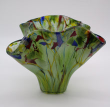 Load image into Gallery viewer, Flower garden Curvy vase with Blue and deep Red Sprinkled around edge