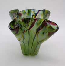 Load image into Gallery viewer, Flower garden Curvy vase with Blue and deep Red Sprinkled around edge