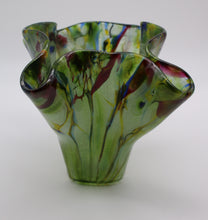 Load image into Gallery viewer, Flower garden Curvy vase with Blue and deep Red Sprinkled around edge