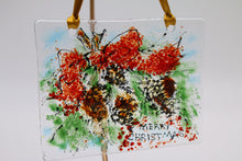 Load image into Gallery viewer, Merry Christmas Pine Cones with Red Bow Suncatcher
