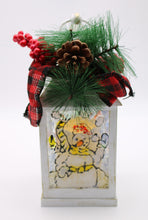 Load image into Gallery viewer, Small White Wooden Snowman Lantern