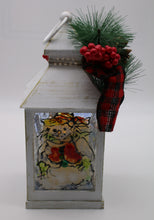 Load image into Gallery viewer, Small White Wooden Snowman Lantern