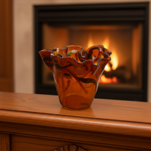 Load image into Gallery viewer, Dark Amber with Fall colors Vase