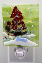 Load image into Gallery viewer, Red and sparkling Christmas Tree in Falling snow light