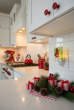 Load image into Gallery viewer, Red and sparkling Christmas Tree in Falling snow light