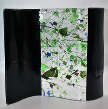 Load image into Gallery viewer, Wave Form - Blue Sparkle with Middle of Clear Fracture Green and Blue leaf Glass