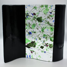 Load image into Gallery viewer, Wave Form - Blue Sparkle with Middle of Clear Fracture Green and Blue leaf Glass