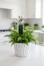 Load image into Gallery viewer, White Daisy on Green Dichroic plant stake
