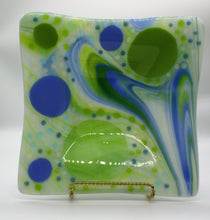 Load image into Gallery viewer, 16 Inch Square Green and Blue Bubbles Bowl

