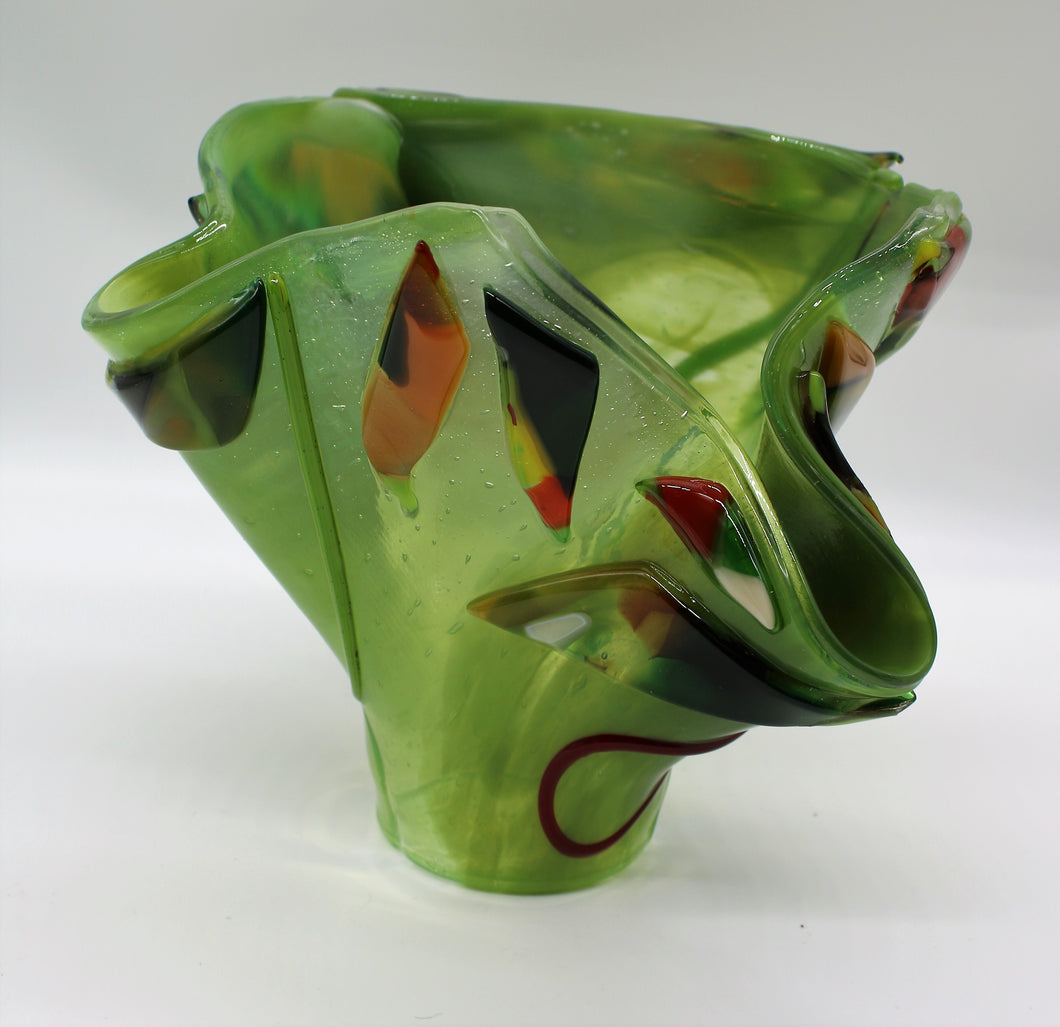Large Green Twisted Vase