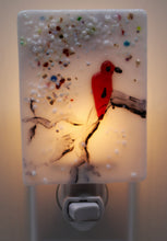 Load image into Gallery viewer, Red Cardinal on Branch in Winter sky Night Light
