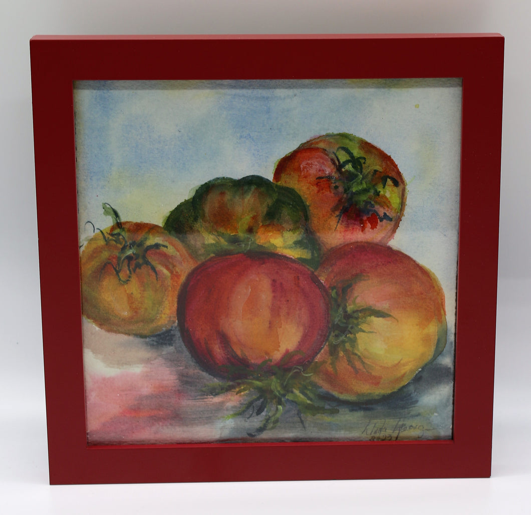 Tomatoes on Kitchen Counter Watercolor Painting