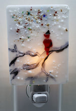 Load image into Gallery viewer, Red Cardinal on Branch Night Light on White Opaque Glass
