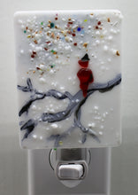 Load image into Gallery viewer, Red Cardinal on Branch Night Light on White Opaque Glass
