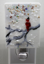 Load image into Gallery viewer, Red Cardinal on Branch Night Light on White Opaque Glass
