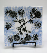 Load image into Gallery viewer, White Dish with Blue and Black Stamping
