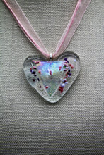 Load image into Gallery viewer, Jewelry - Clear Heart with small pieces of glass sprinkled across Dichroic triangle.
