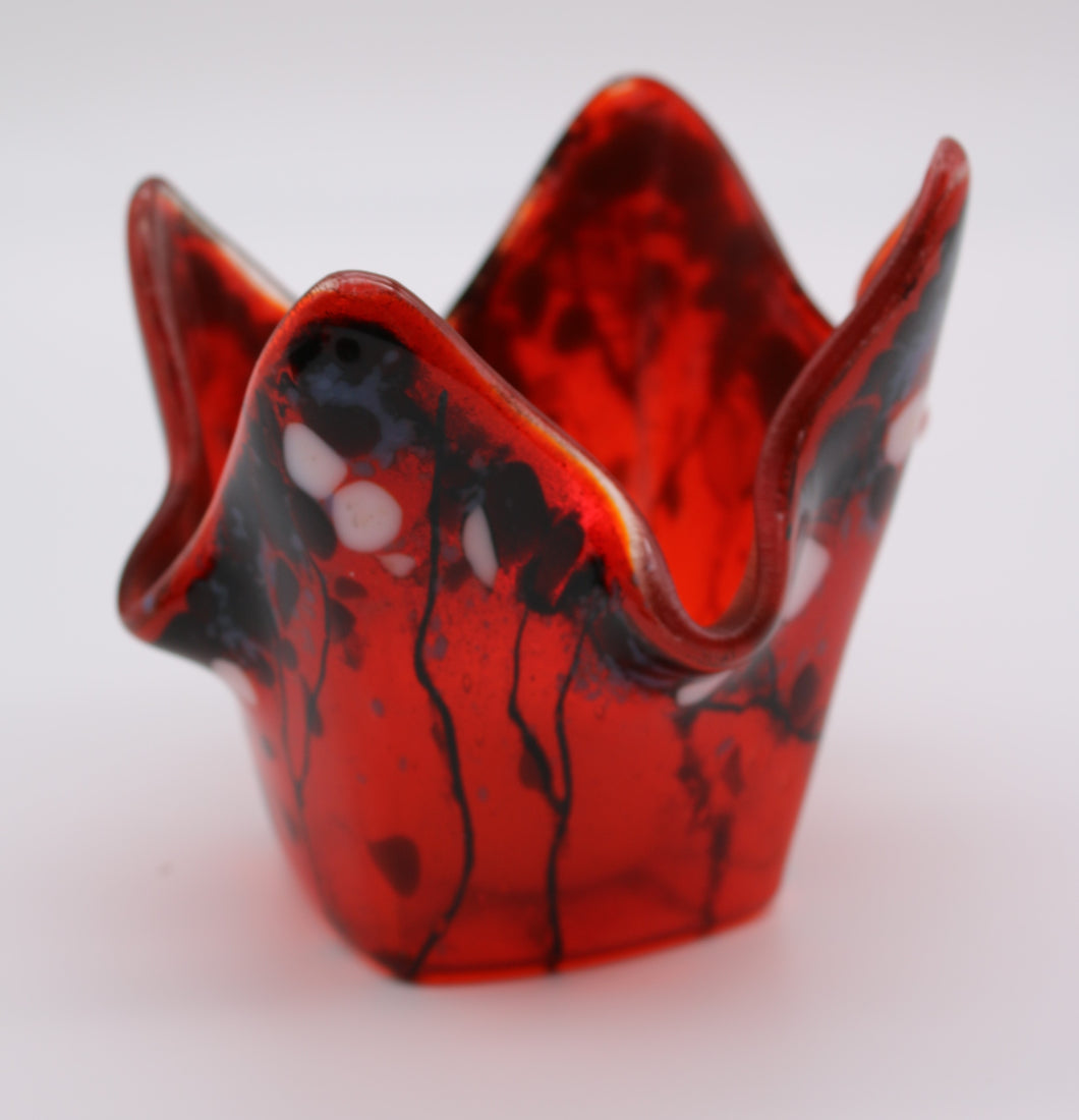 4 inch high Red Butterfly Christmas Candle Votive