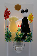 Load image into Gallery viewer, Black Cat and puppy in garden Night Light
