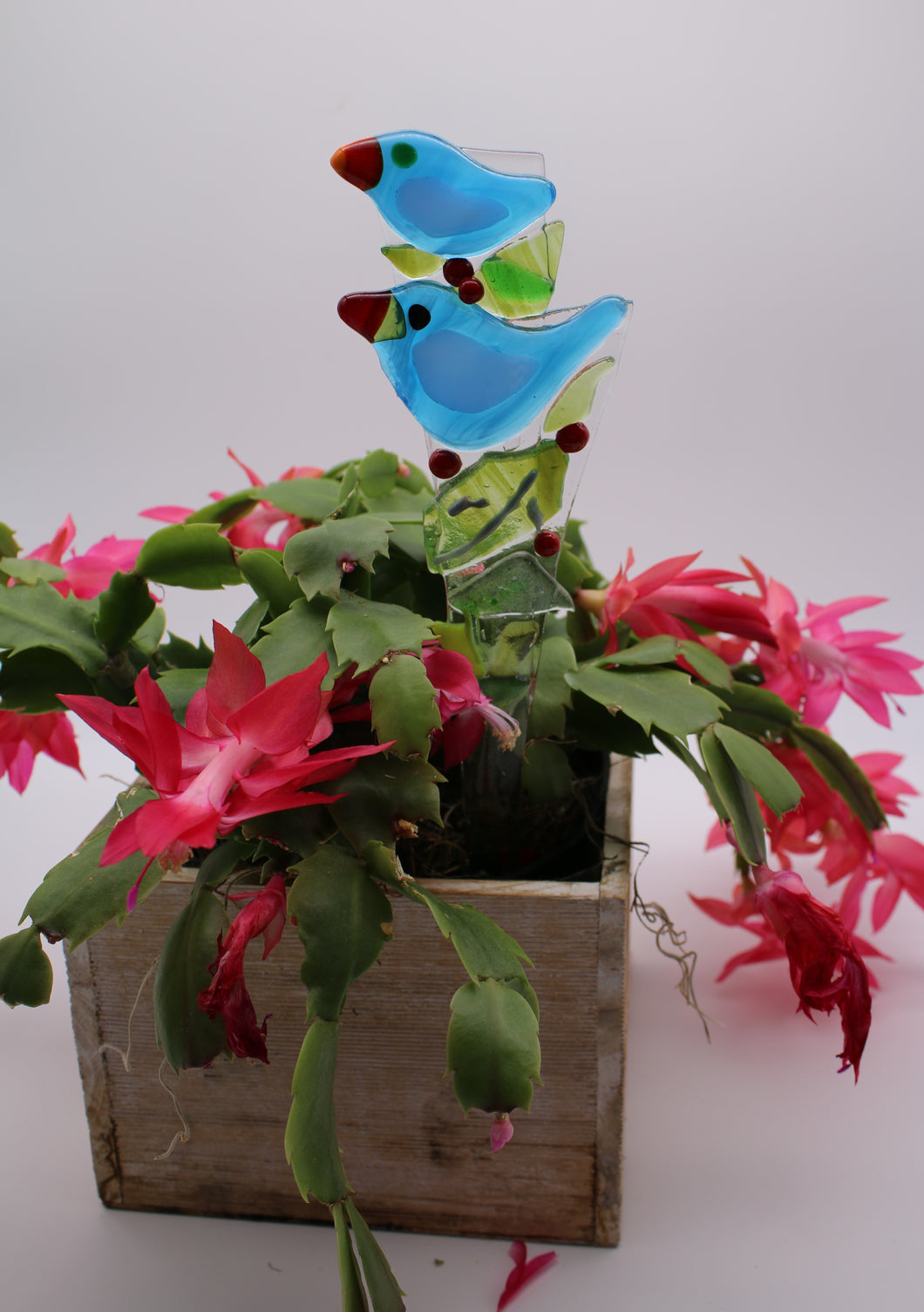 Two Blue Birds Plant Stake