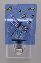 Load image into Gallery viewer, Dragonfly Night Light on Blue Glass
