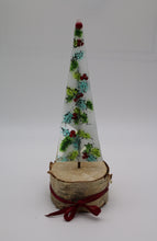 Load image into Gallery viewer, Christmas Holly Tree with Birch Wood Stand
