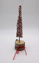 Load image into Gallery viewer, Christmas Tree with Red stringers and berries in birch wood stand
