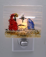 Load image into Gallery viewer, Christmas Nativity Scene on white streaky Glass
