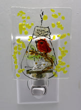 Load image into Gallery viewer, Red Bird in bulb Night Light on clear glass
