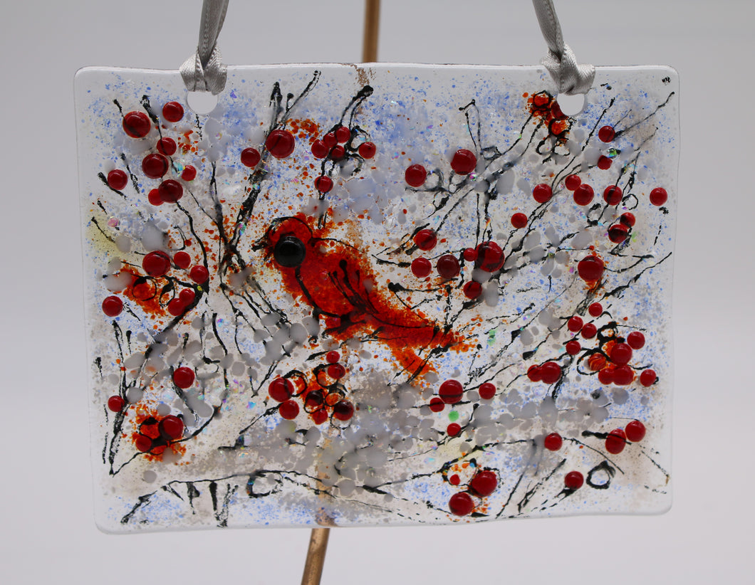 Winter Tree with cardinals suncatcher