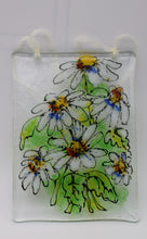 Load image into Gallery viewer, White Dasies Suncatcher hung with yellow Ribbon
