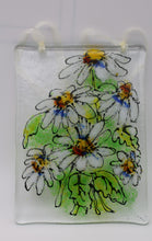Load image into Gallery viewer, White Dasies Suncatcher hung with yellow Ribbon
