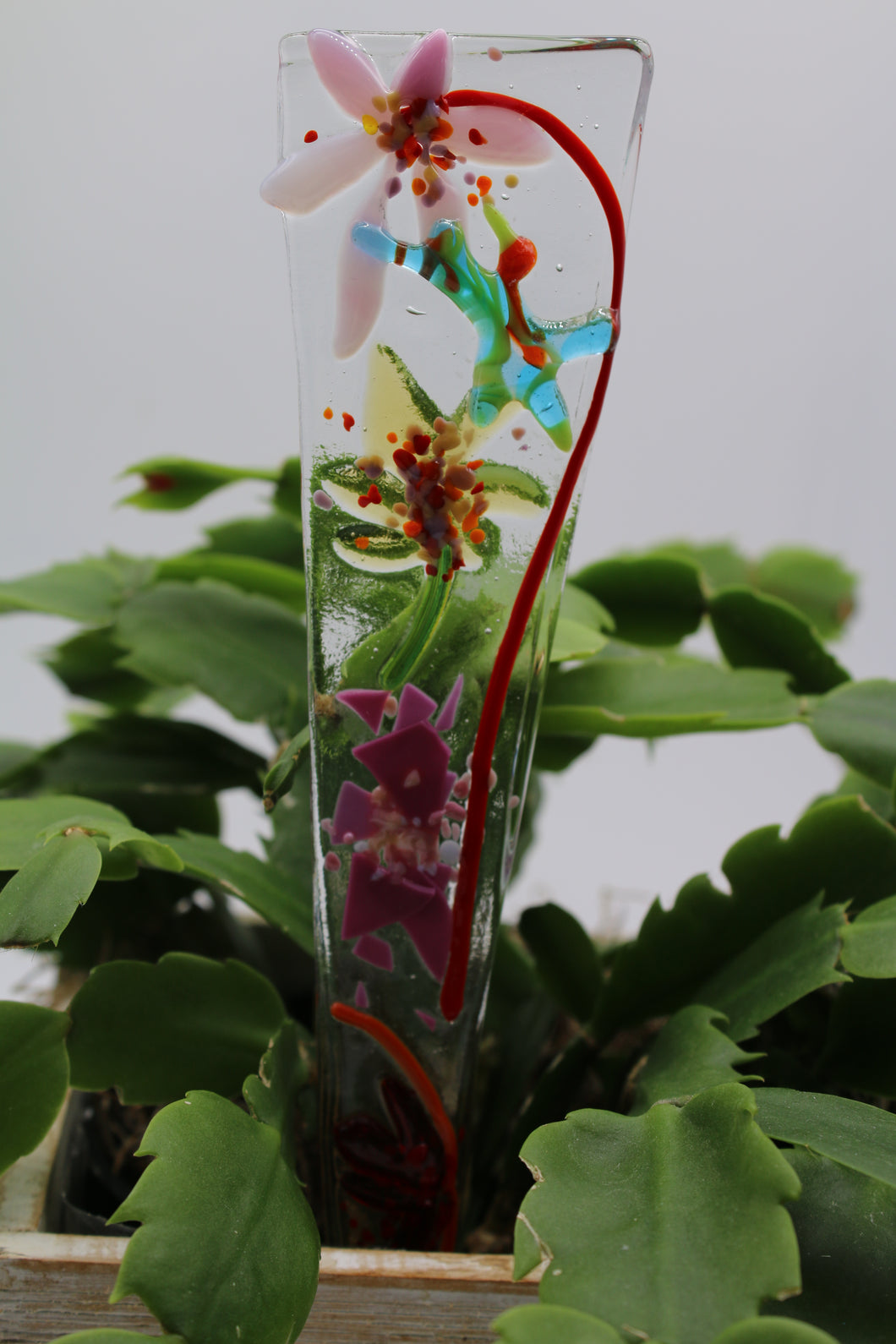 Pink, Yellow and red flower plant stake