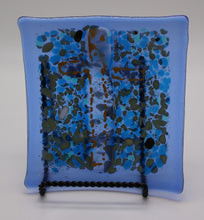 Load image into Gallery viewer, Clear Cross on Abstract Blue plate
