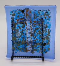 Load image into Gallery viewer, Clear Cross on Abstract Blue plate
