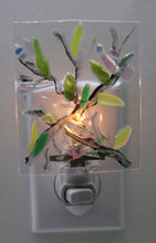Load image into Gallery viewer, Clear, Pink and Blue Flowers on Clear Glass Night Light
