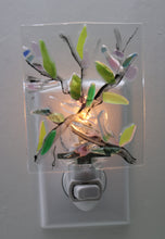 Load image into Gallery viewer, Clear, Pink and Blue Flowers on Clear Glass Night Light
