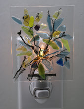 Load image into Gallery viewer, Blue, Green, Yellow and Mixed Flowers on Clear Glass Night Light
