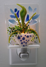 Load image into Gallery viewer, Blue Flowers in White and Blue Polka Dot Planter Night Light
