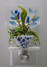 Load image into Gallery viewer, Blue Flowers in White and Blue Polka Dot Planter Night Light

