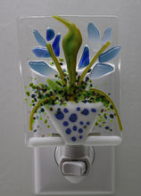 Load image into Gallery viewer, Blue Flowers in White and Blue Polka Dot Planter Night Light
