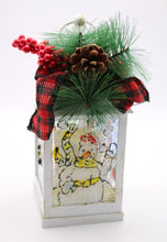 Load image into Gallery viewer, Small White Wooden Snowman Lantern
