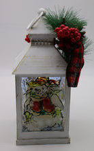 Load image into Gallery viewer, Small White Wooden Snowman Lantern
